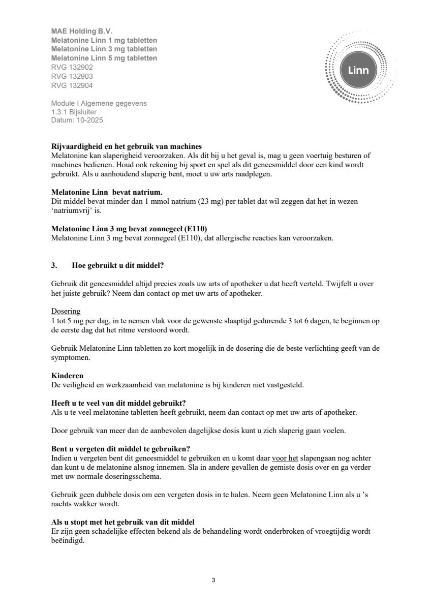 Melatonine 3mg Tabletten afbeelding van document #3, leaflet