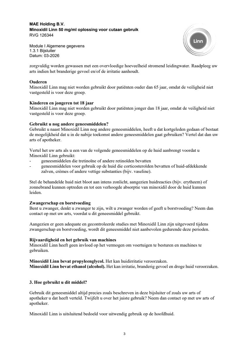 Minoxidil Linn 50 mg/ml oplossing afbeelding van document #3, leaflet