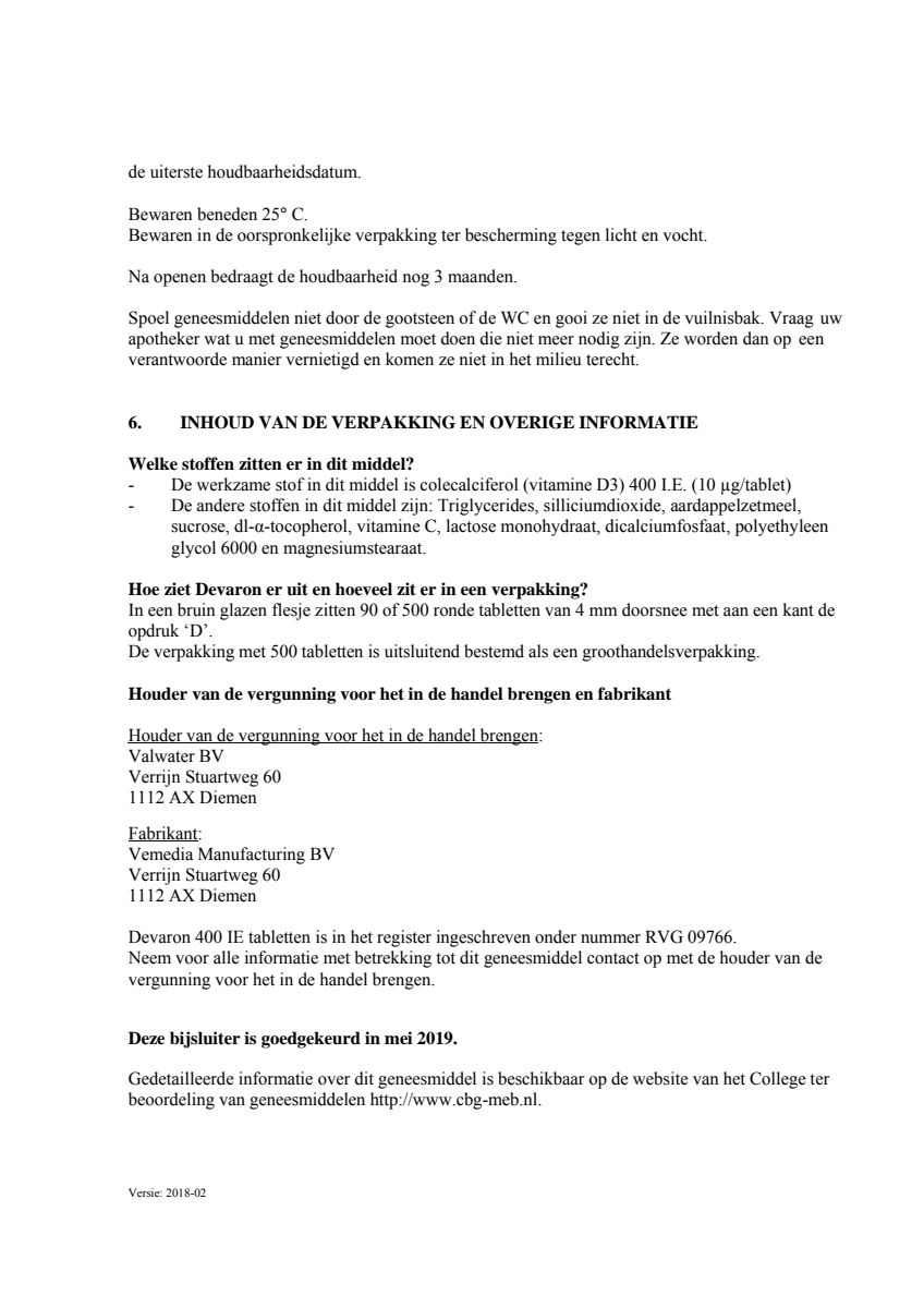 Vitamine D Tabletten afbeelding van document #5, leaflet