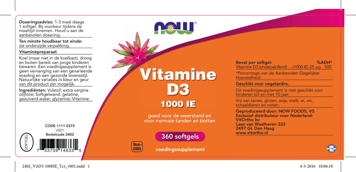 Vitamine D3 1000 IE Softgels afbeelding van document #1, label