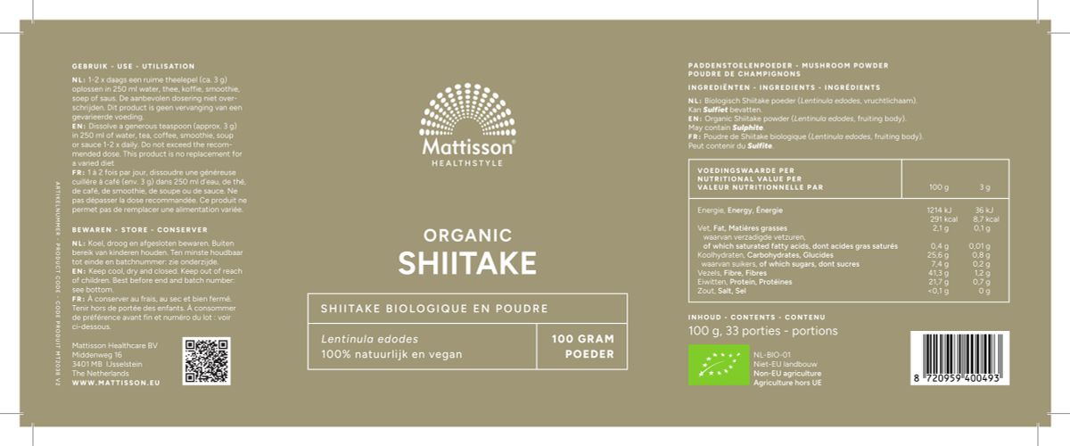 Biologische Shiitake Poeder afbeelding van document #1, label