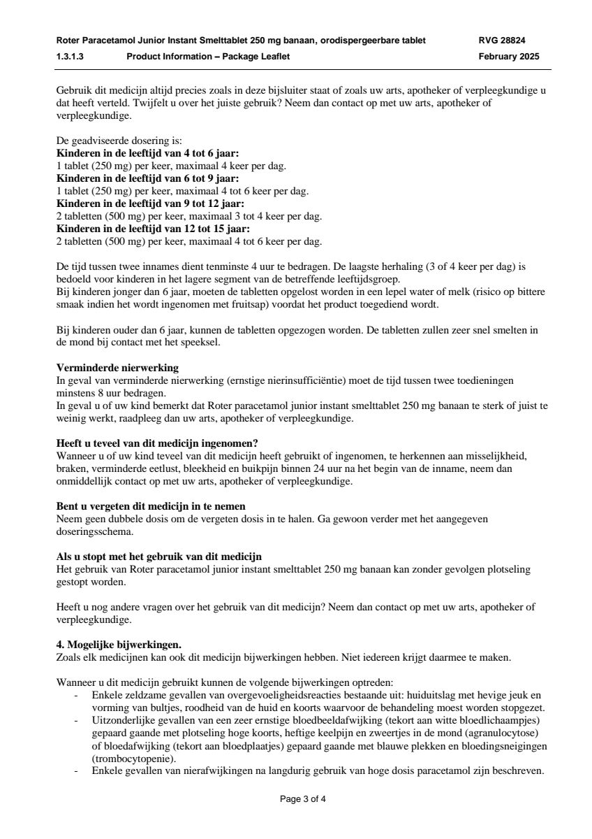 Paracetamol Junior Smelt Tabletten afbeelding van document #3, leaflet