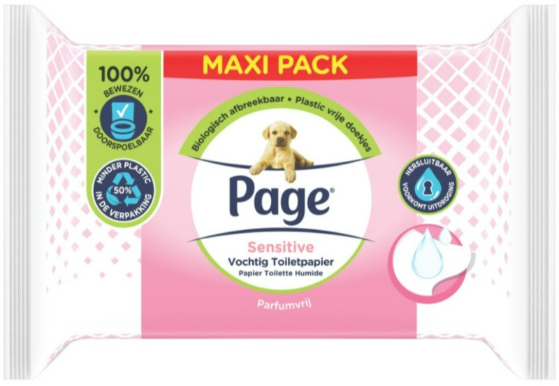 Page Toiletpapier Sensitive Vochtig Toiletpapier afbeelding