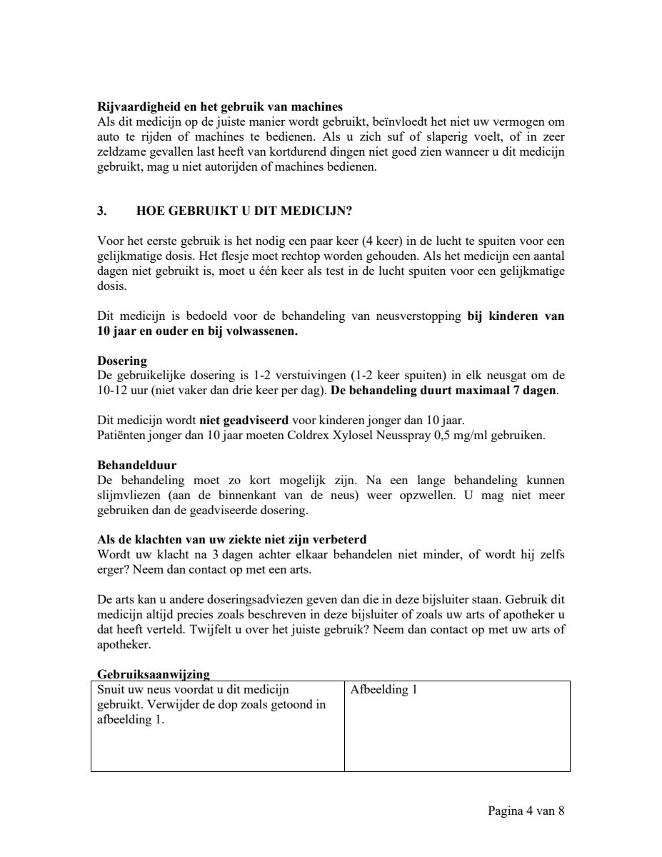 Neusspray Xylosel 1mg/ml - xylometazoline neusspray bij neusverkoudheid afbeelding van document #4, leaflet
