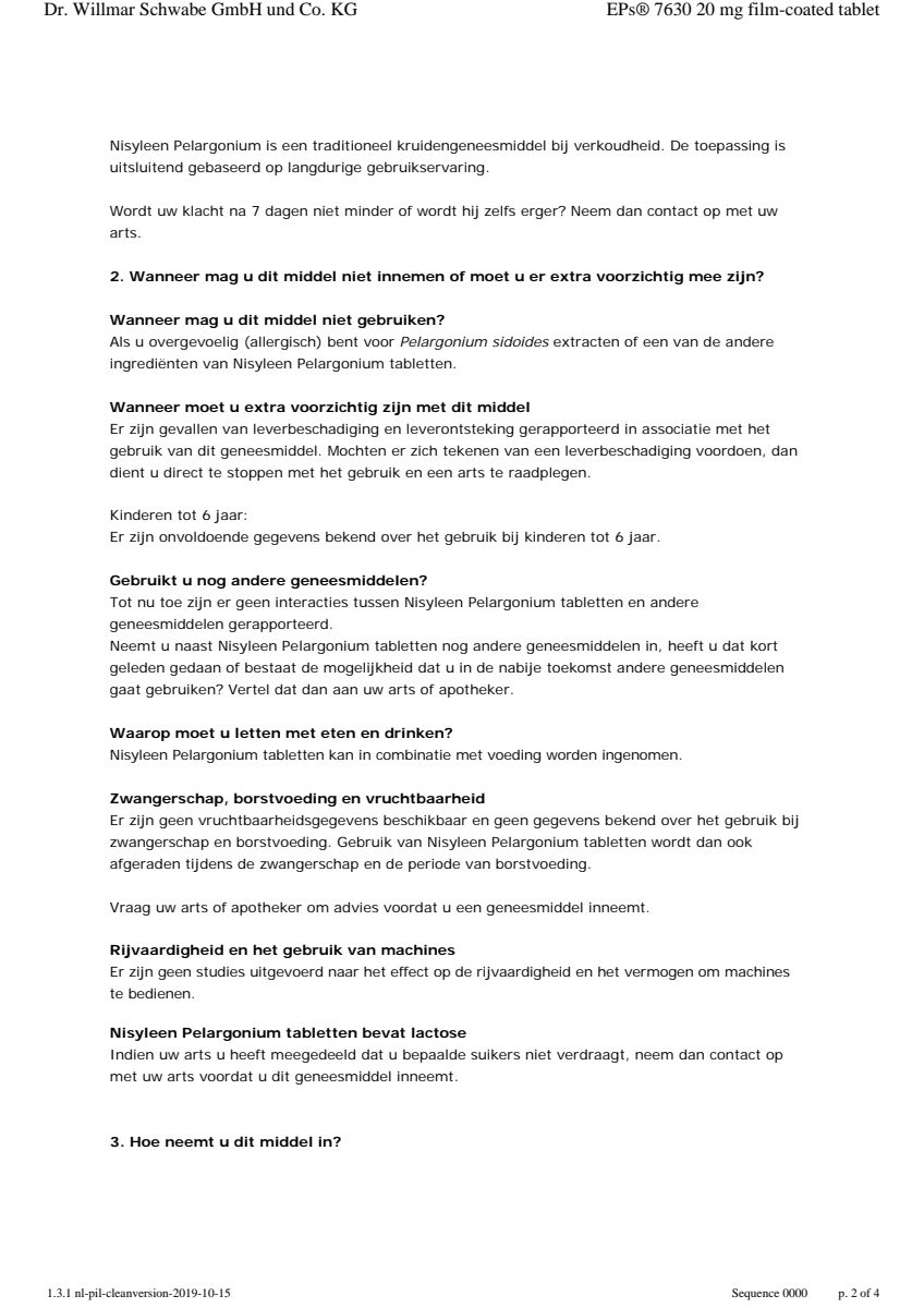 Nisyleen Pelargonium Tabletten afbeelding van document #2, leaflet