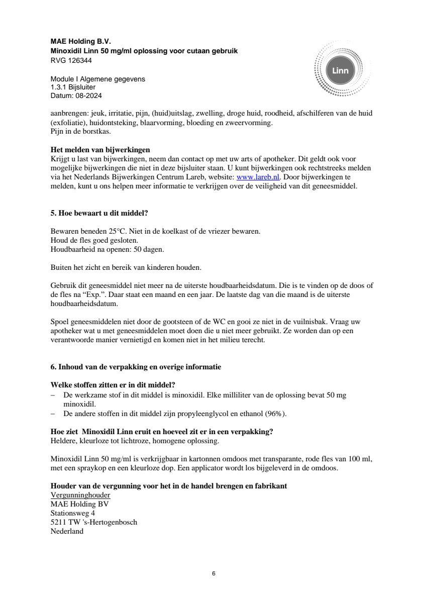 Minoxidil Linn 50 mg/ml oplossing afbeelding van document #6, leaflet