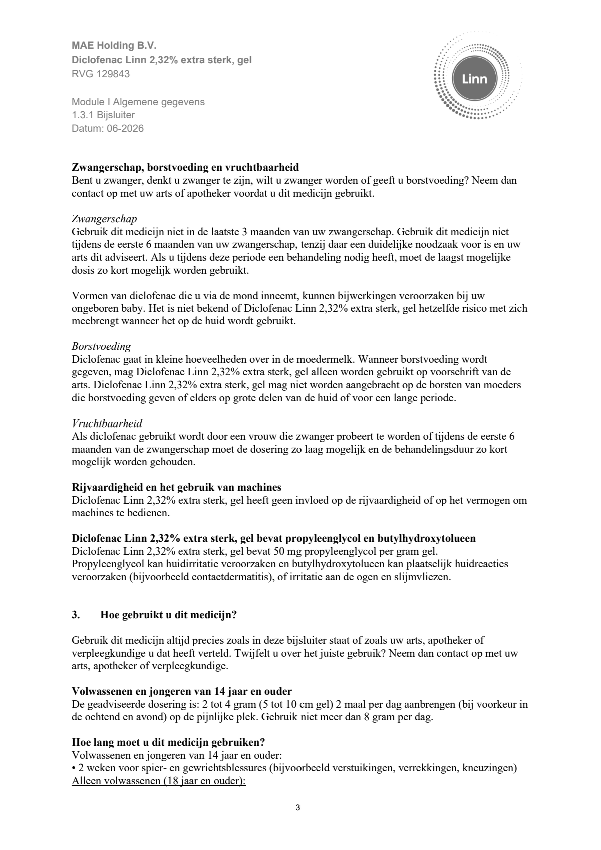 Diclofenac 2,32% Extra Sterk Gel afbeelding van document #3, leaflet