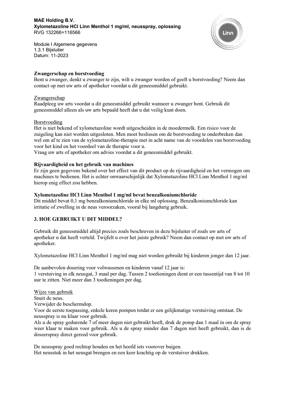 Xylometazoline 1mg/ml Menthol Neusspray afbeelding van document #3, leaflet