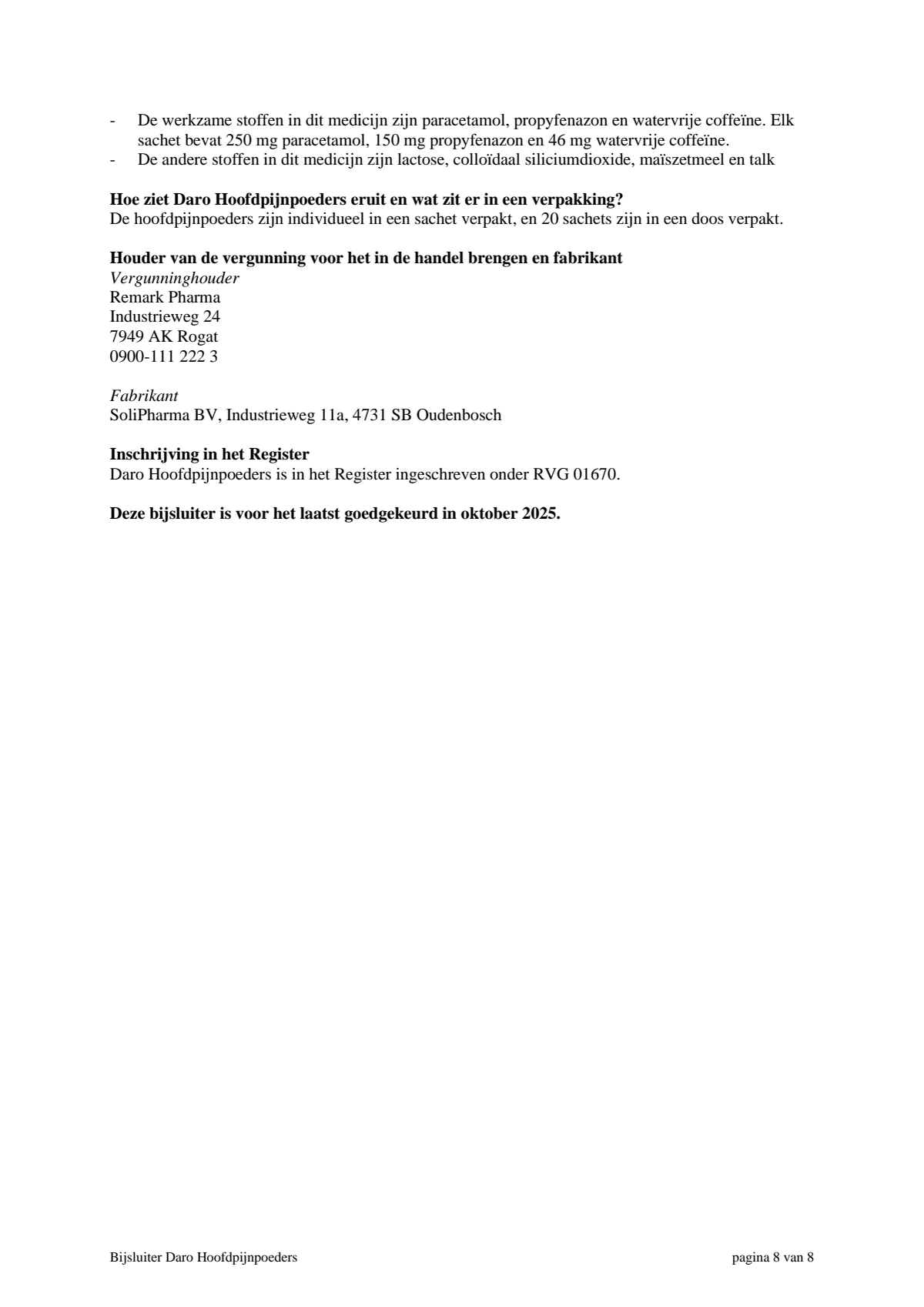 Hoofdpijnpoeders afbeelding van document #8, leaflet