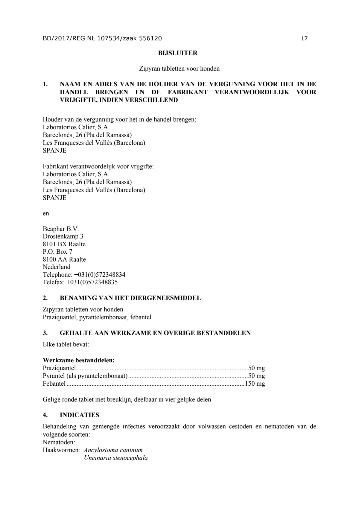 Wormtabletten all-in-one Honden vanaf 2.5KG afbeelding van document #17, leaflet