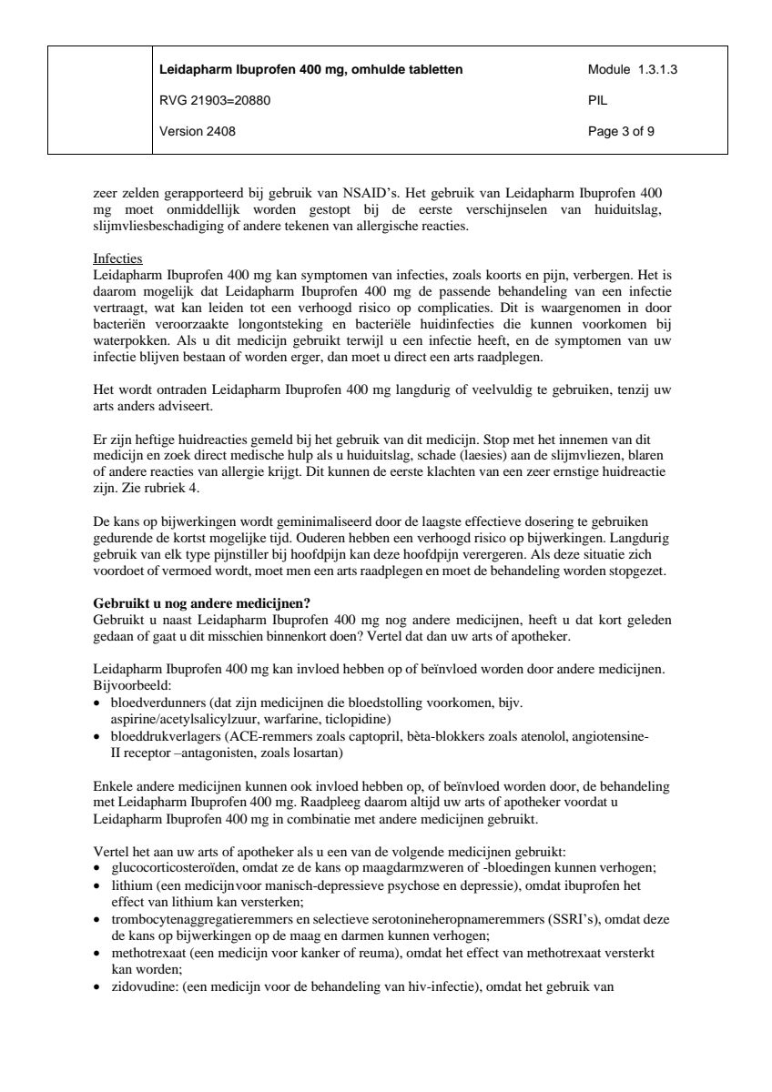 Ibuprofen 400mg Tabletten afbeelding van document #3, leaflet