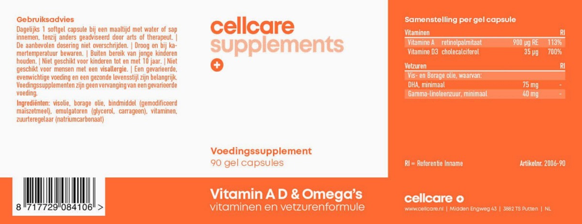 Vitamin A D & Omega's Capsules afbeelding van document #1, label