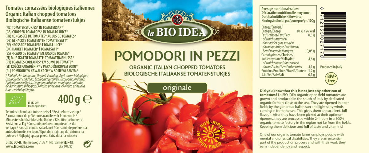 Tomatenstukjes afbeelding van document #1, label