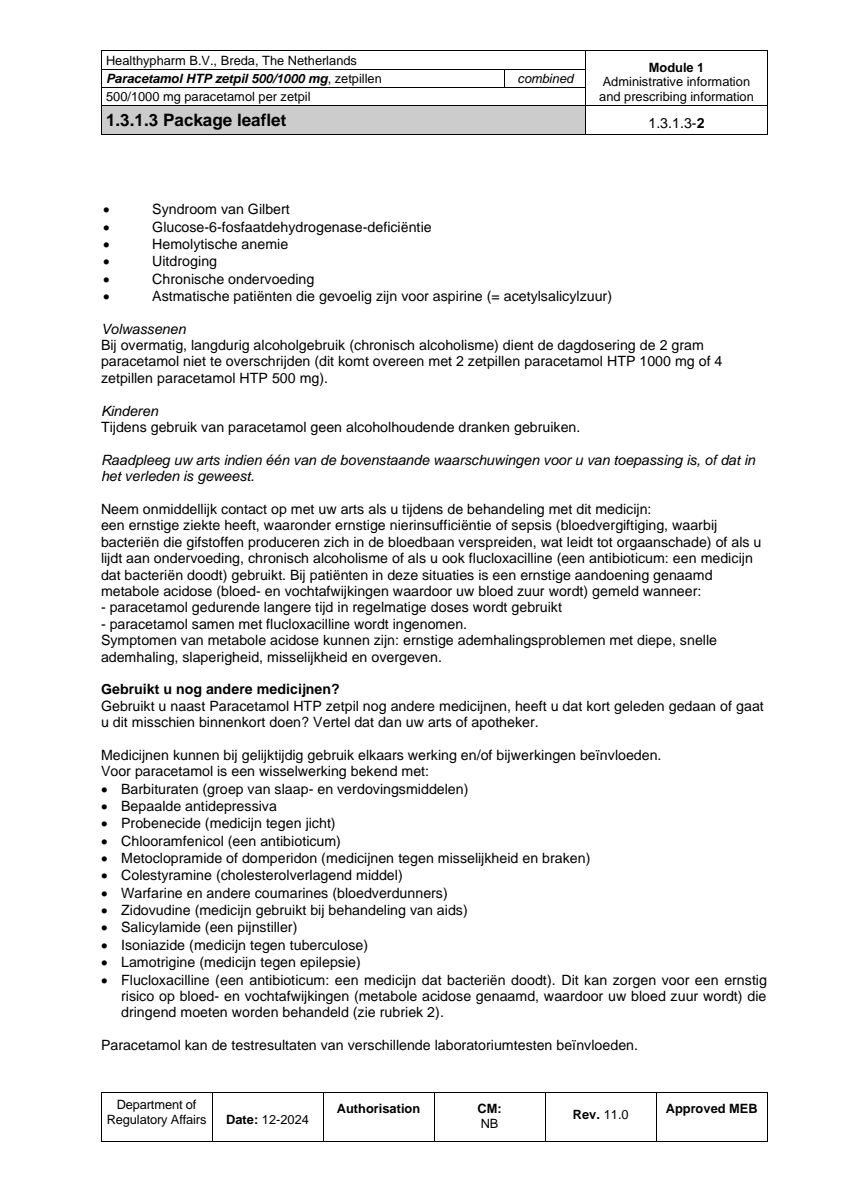 Paracetamol HTP Zetpil 500mg afbeelding van document #2, leaflet