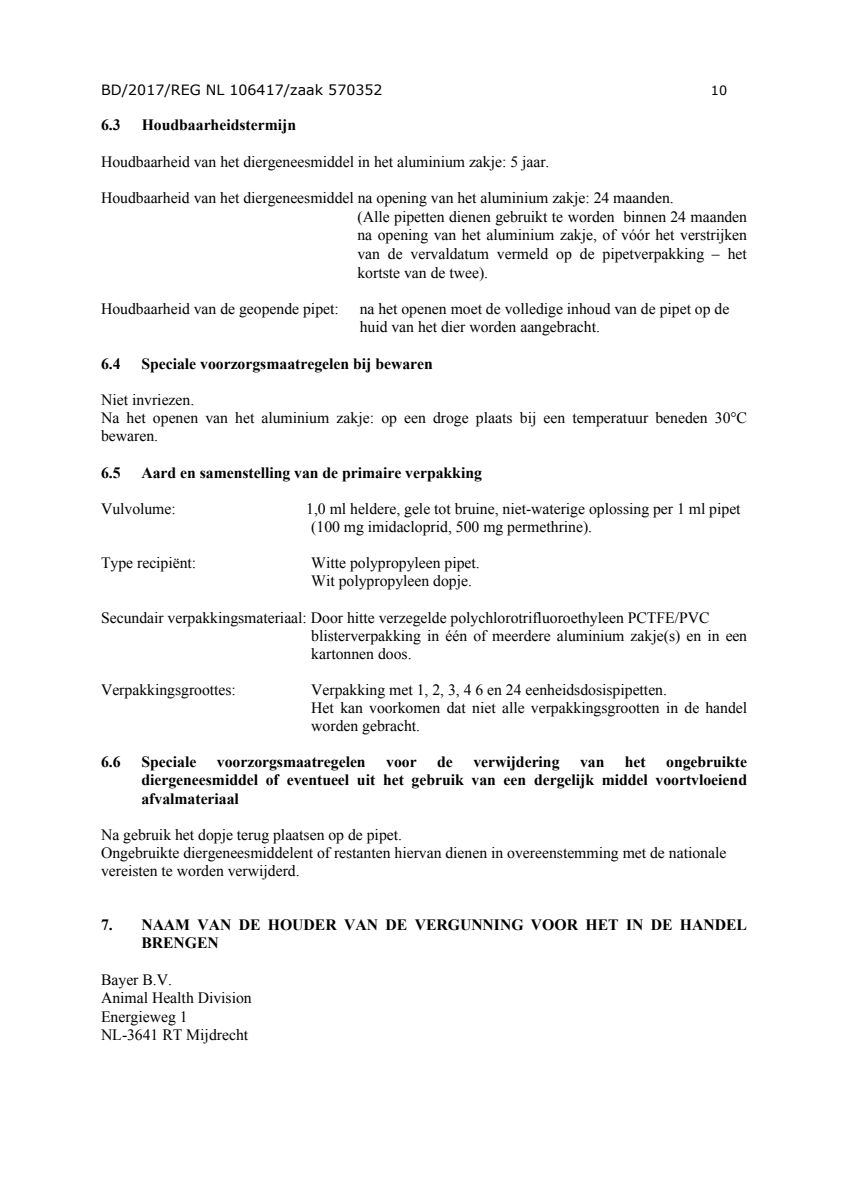 Hond 100/500 (4-10kg) Spot-on Solution Pipetten afbeelding van document #10, instructions