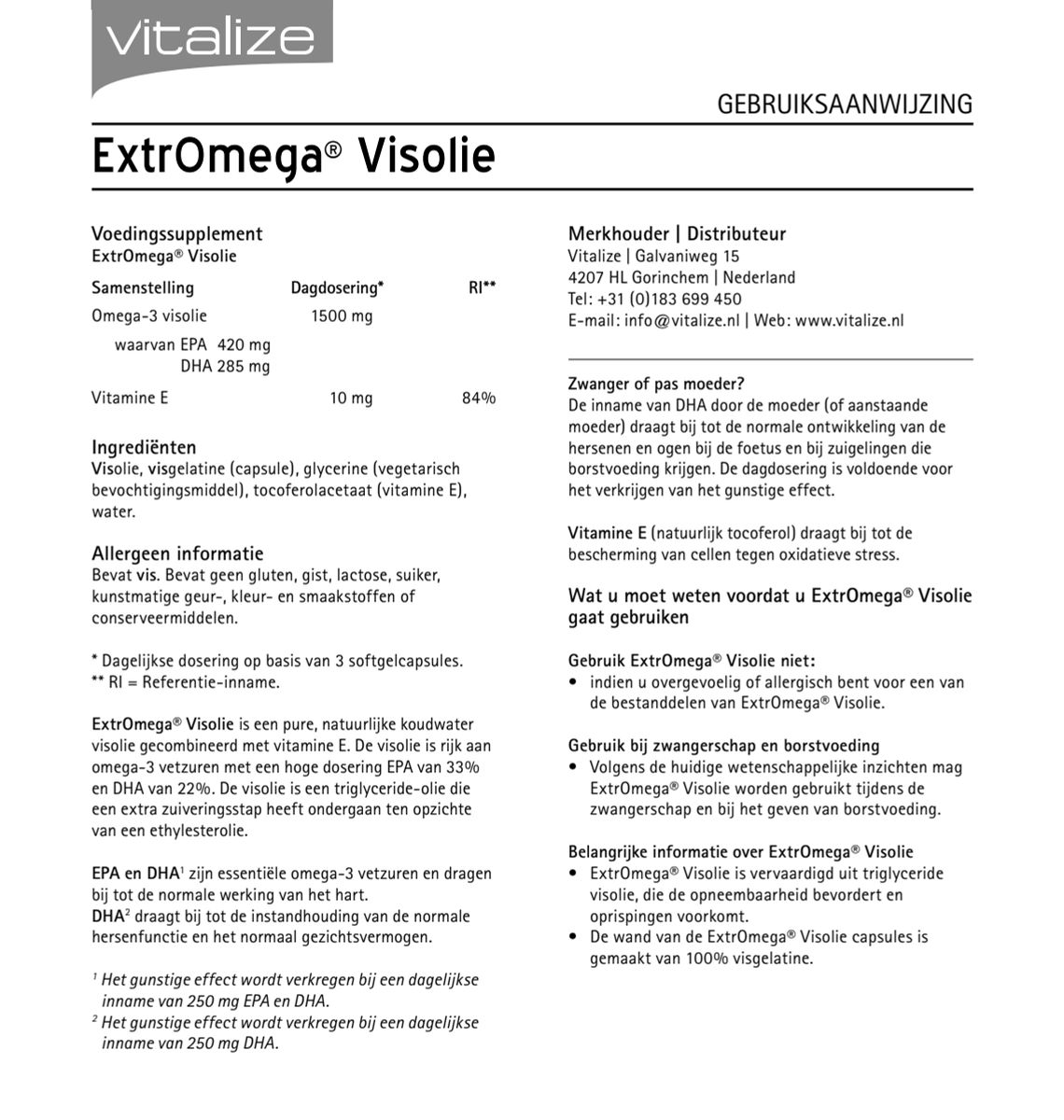 ExtrOmega Visolie Capsules afbeelding van document #1, instructions