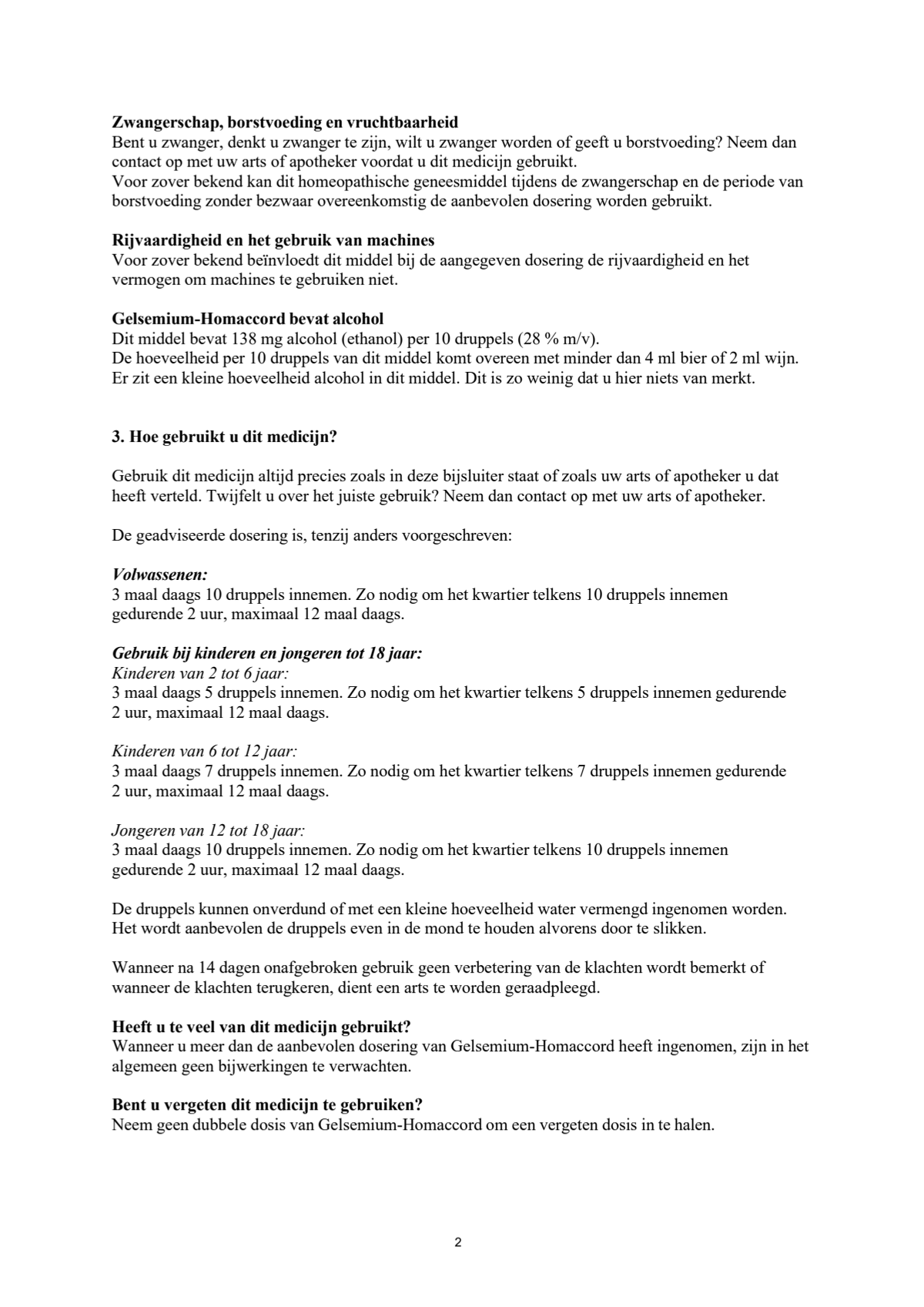 Gelsemium Homaccord afbeelding van document #2, leaflet