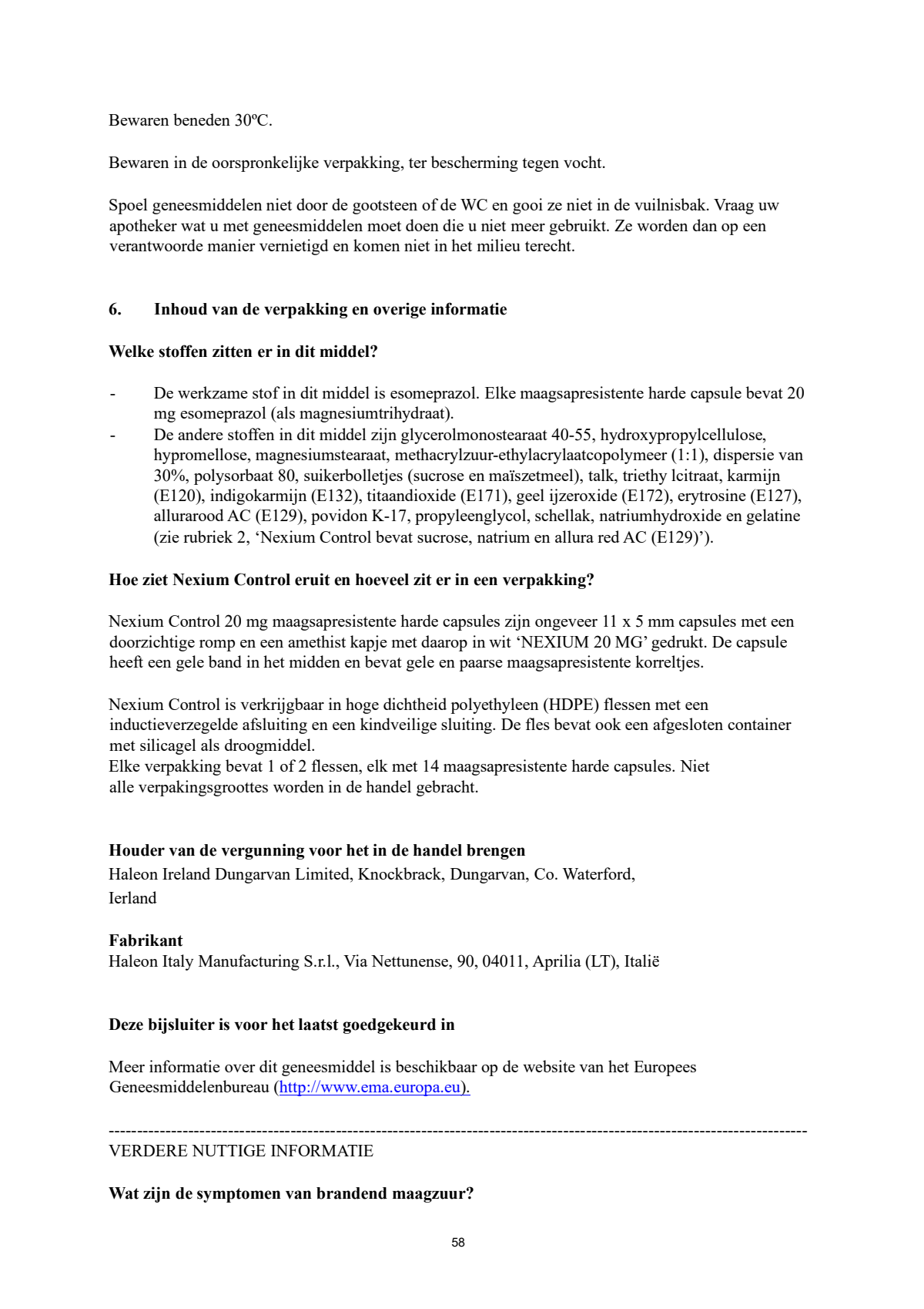 Control Tabletten - voor brandend maagzuur afbeelding van document #58, leaflet