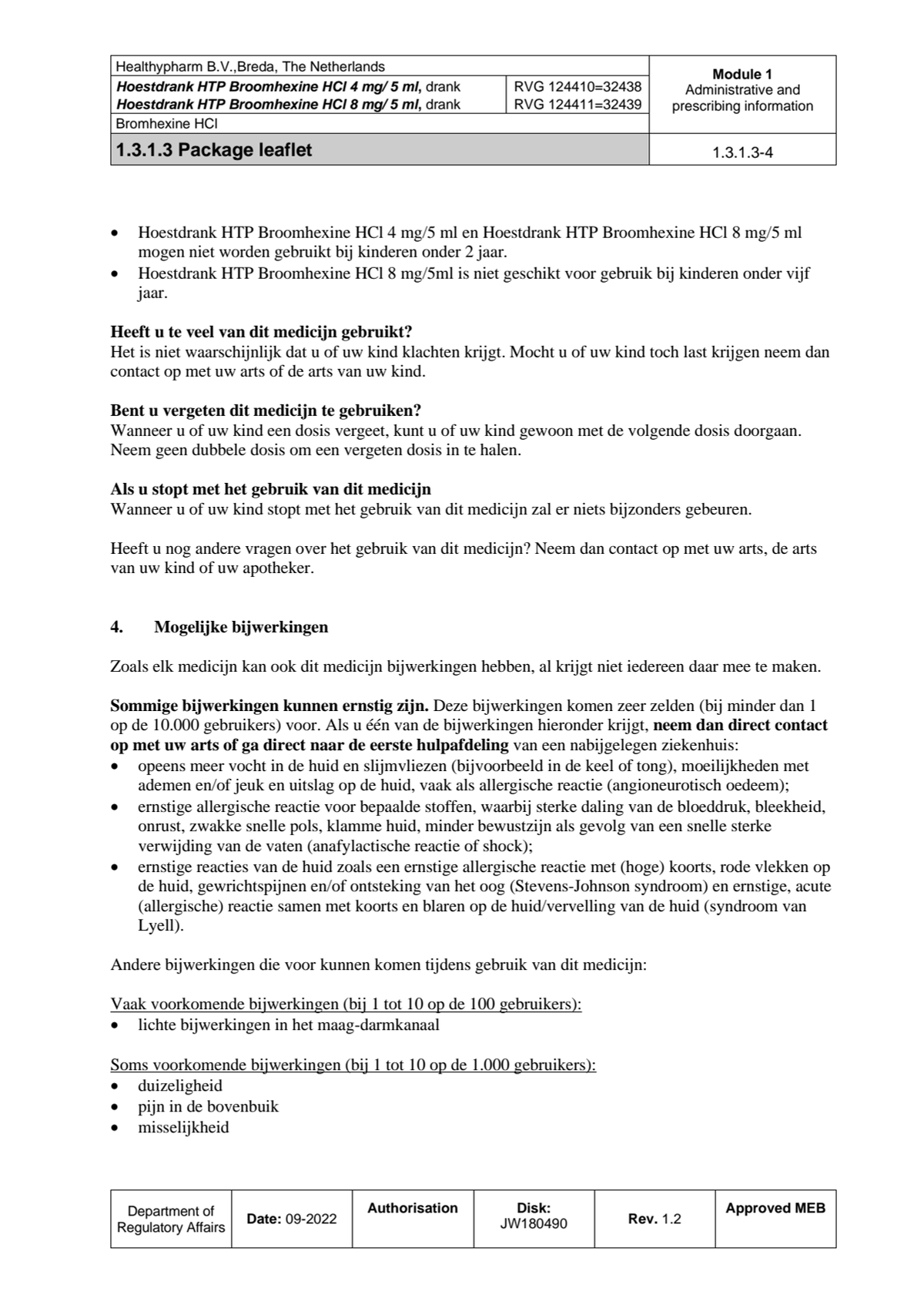 Hoestdrank Broomhexine HCI 8mg/5ml afbeelding van document #4, leaflet