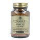Solgar Vitamine D-3 1000 IU (25 mcg) Tabletten 180TB Vooraanzicht potje met etiket en inhoudsaanduiding