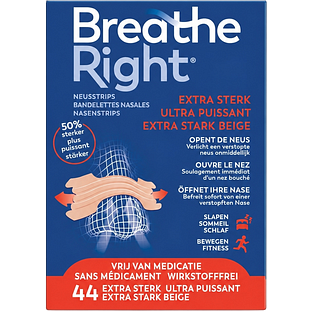 Breathe Right Neusstrips Beige Extra Sterk 44ST