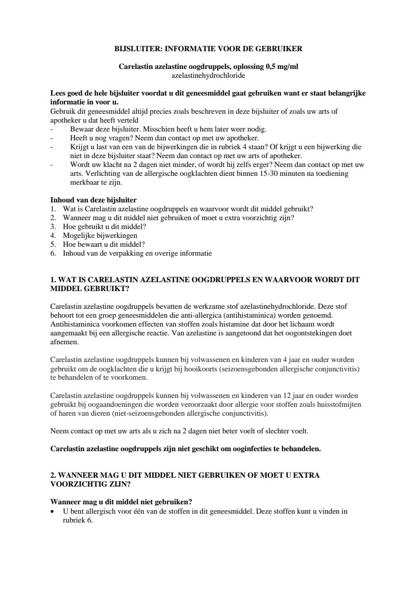 Azelastine Oogdruppels afbeelding van document #1, leaflet