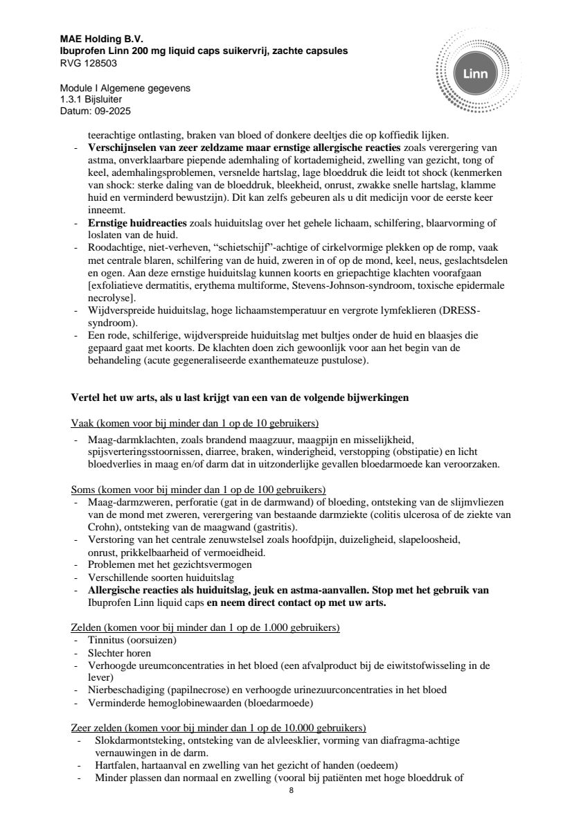 Ibuprofen Liquid Caps 200mg Suikervrij afbeelding van document #8, leaflet