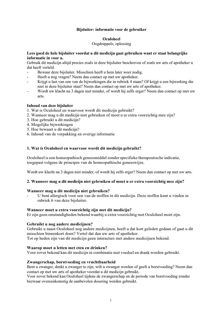 Oculoheel Oogdruppels afbeelding van document #1, leaflet