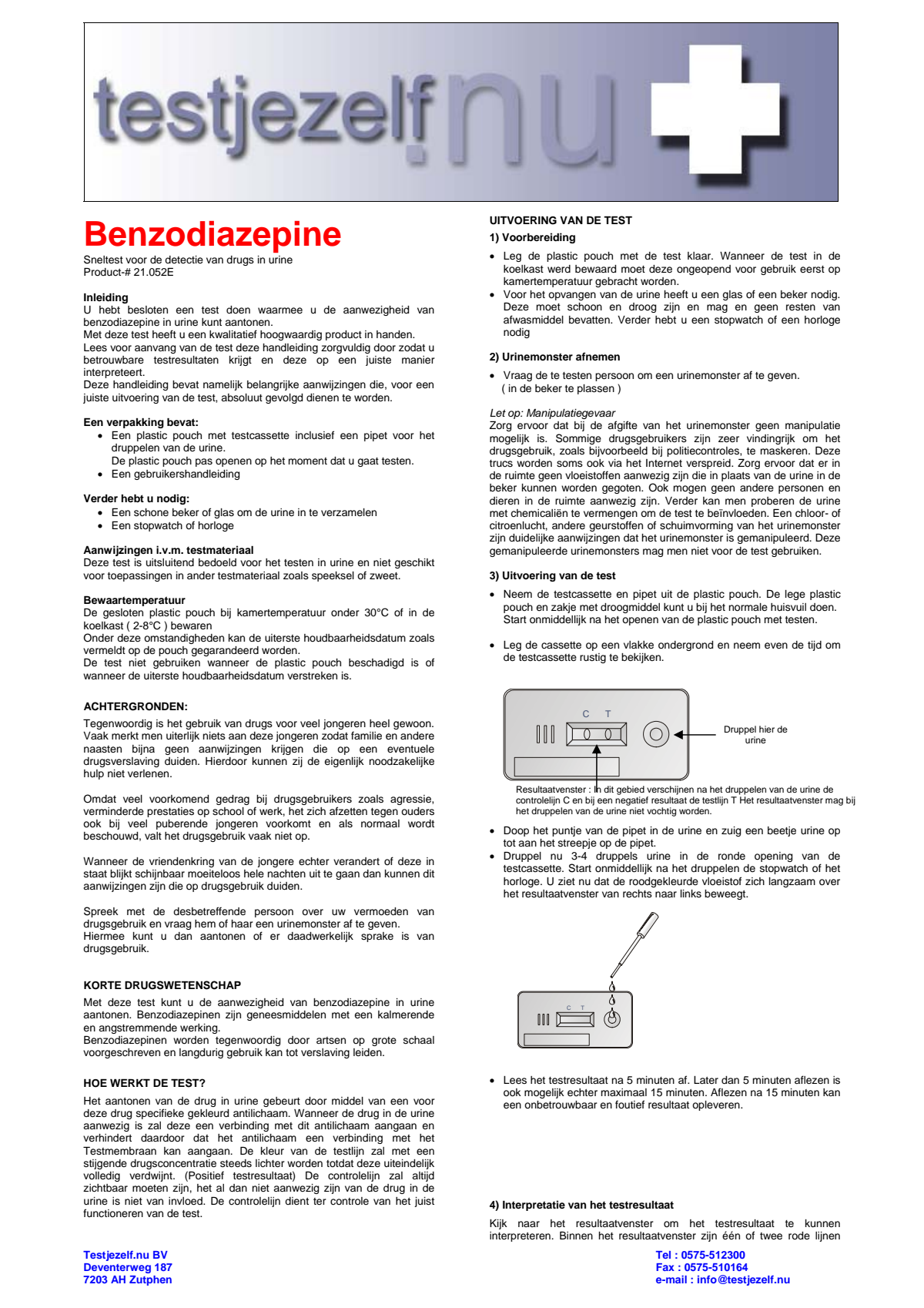 Drugstest Benzodiazepine 3 ST afbeelding van document #1, instructions