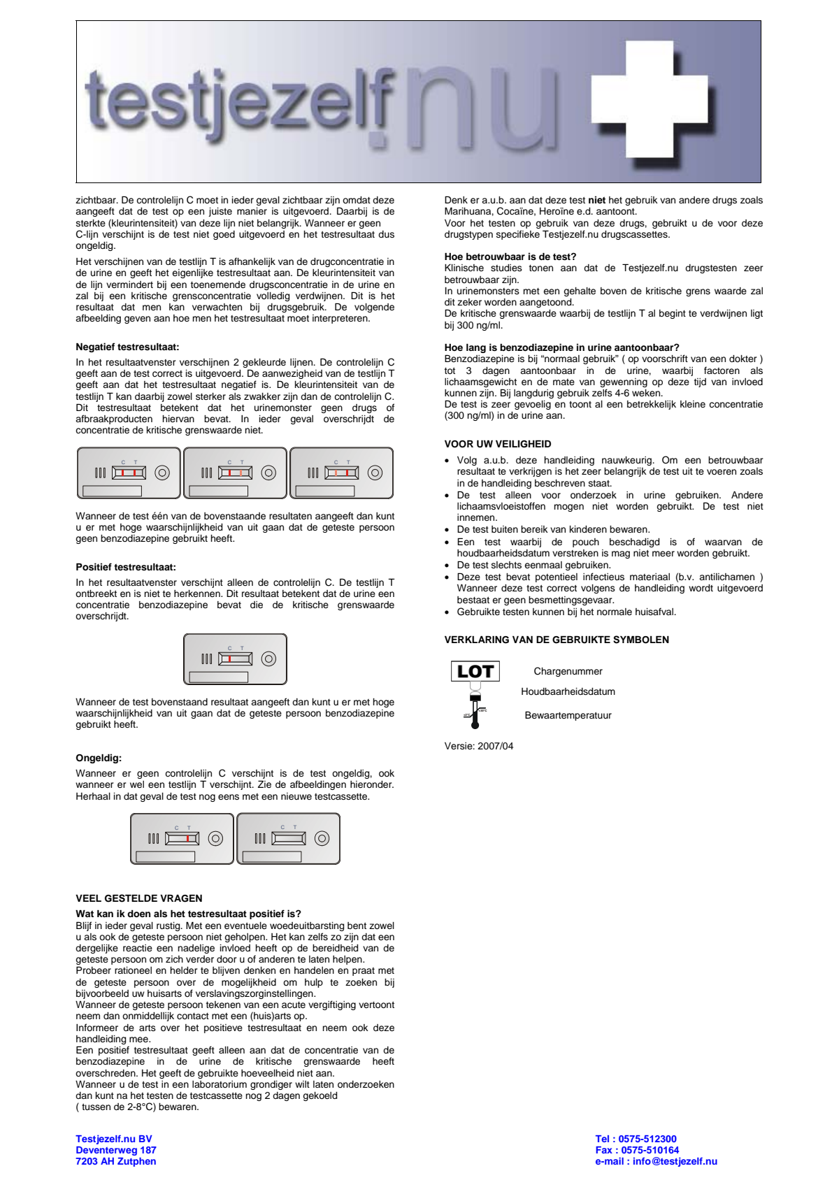 Testjezelf Drugtest Benzodiazepine afbeelding van document #2, instructions