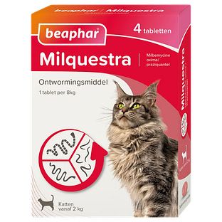 Beaphar Milquestra Ontwormingsmiddel Katten vanaf 2KG 4ST