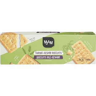 Mjam Biscuits Tarwe-Sesam 150GR Mjam Biscuits Tarwe-Sesam 150GR