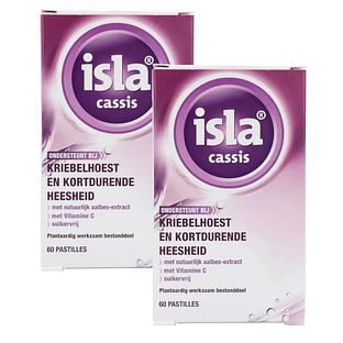 Isla Cassis Keelpastilles - bij kriebelhoest en kortdurende heesheid Duoverpakking 2x60ST