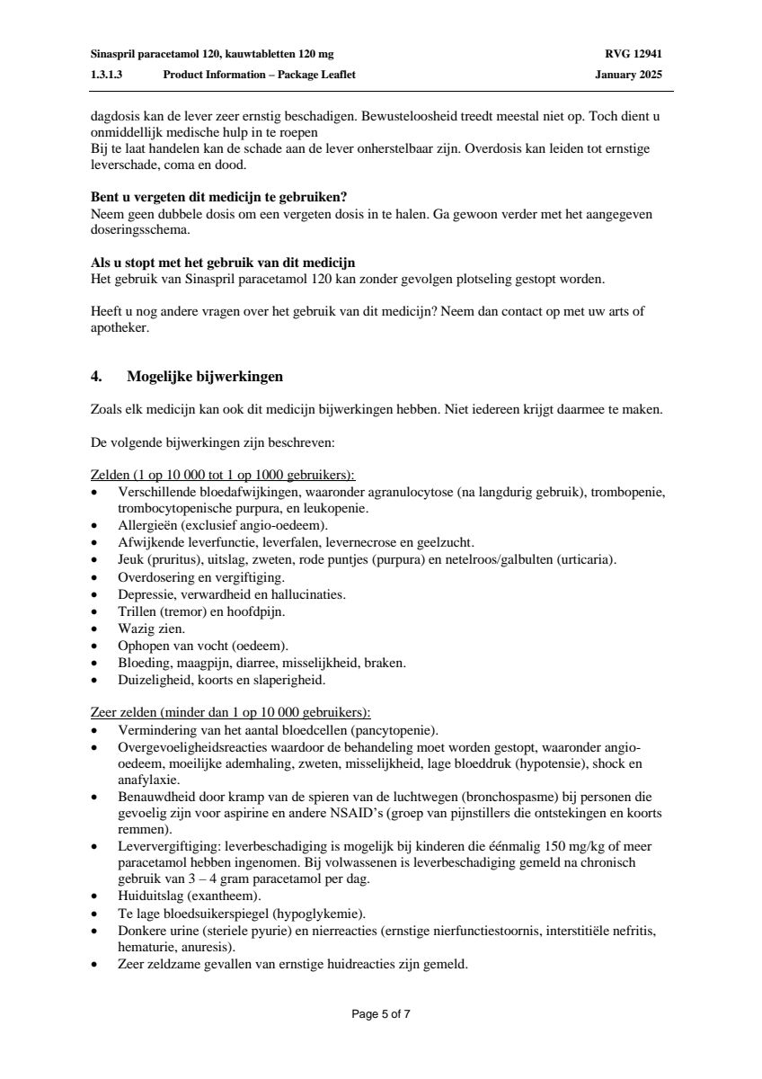 Paracetamol Tabletten 120mg afbeelding van document #5, leaflet