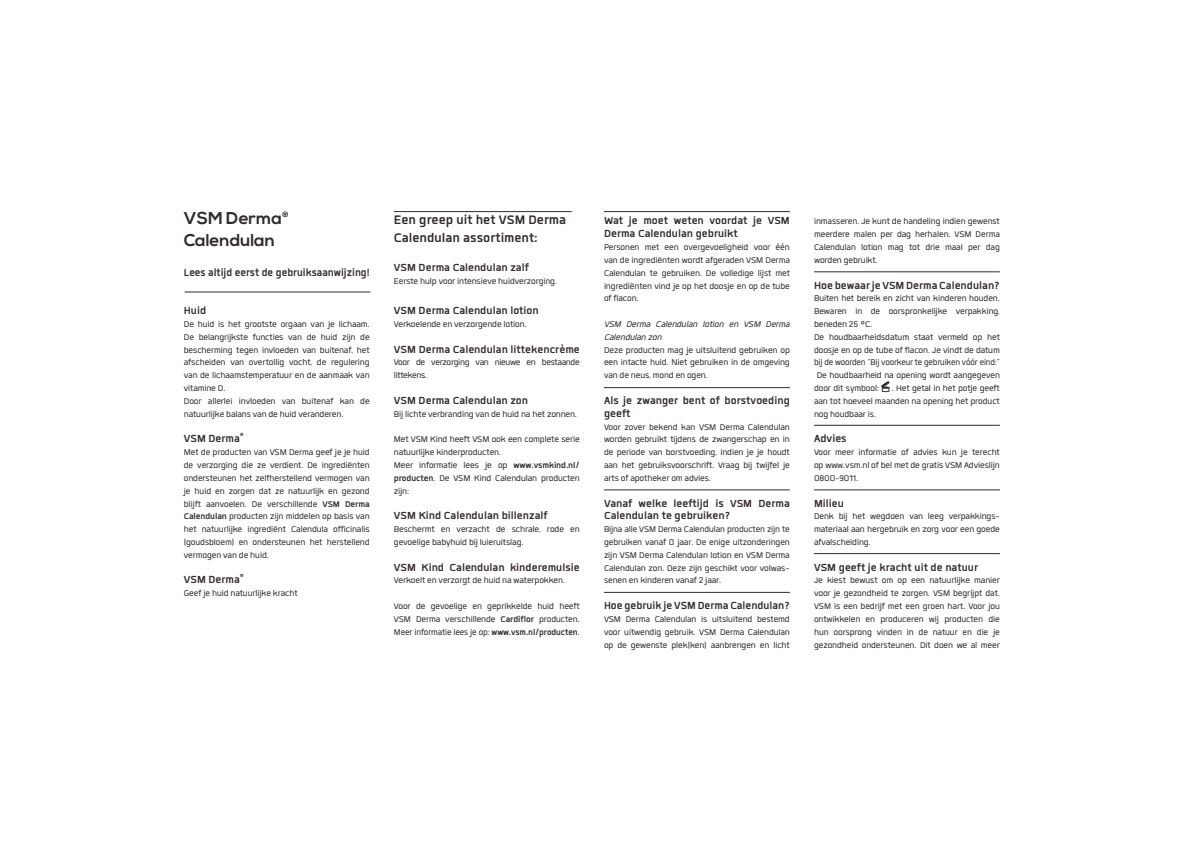 Derma Calendulan Litteken Crème afbeelding van document #1, instructions