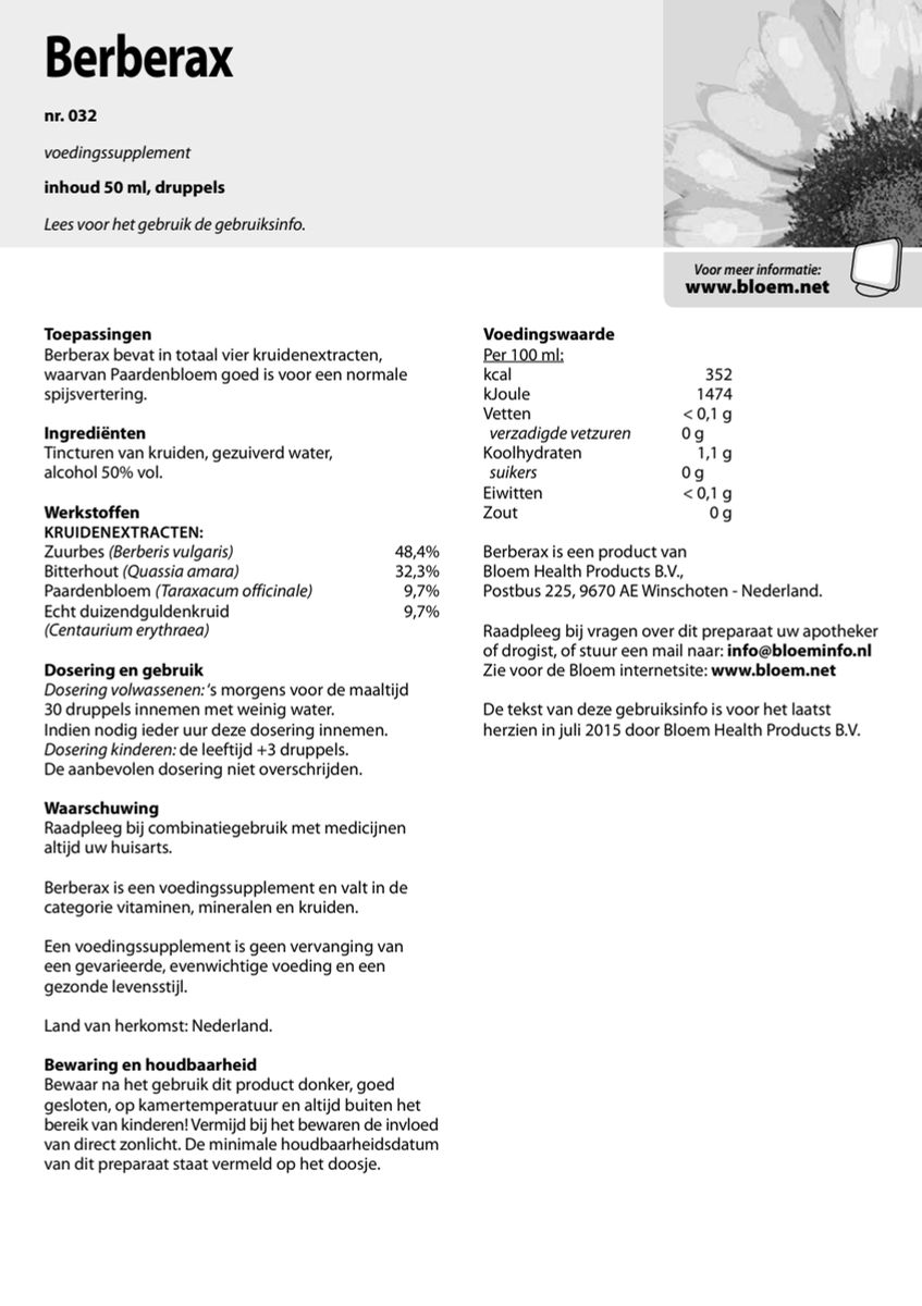 Berberax Druppels afbeelding van document #1, instructions