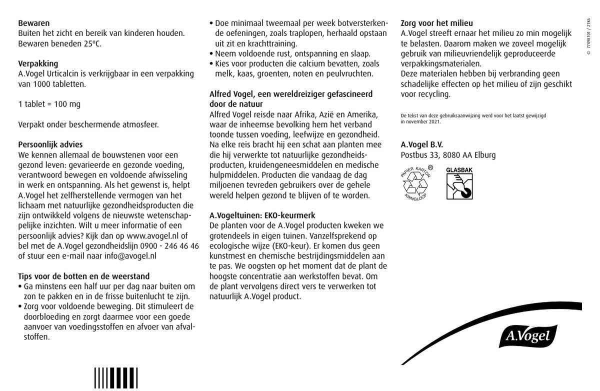 Urticalcin Tabletten afbeelding van document #2, instructions