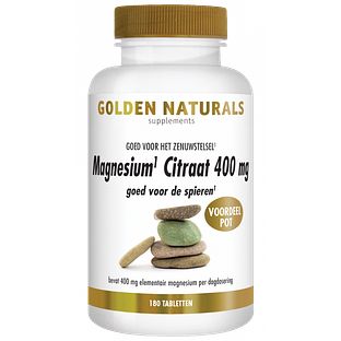 Golden Naturals Magnesium Citraat 400mg Tabletten 180VTB