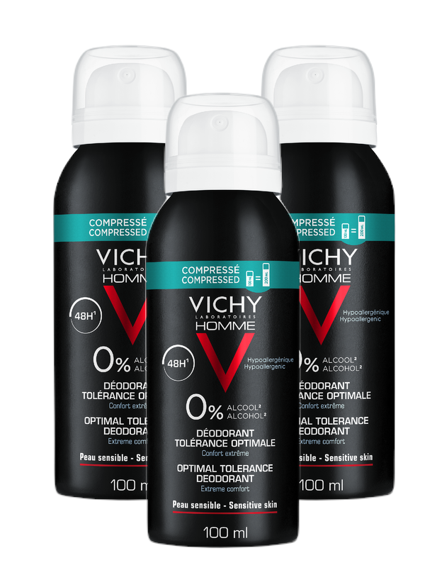 Vichy Homme Deodorant Spray 48u Compressed voor mannen Voordeelverpakking