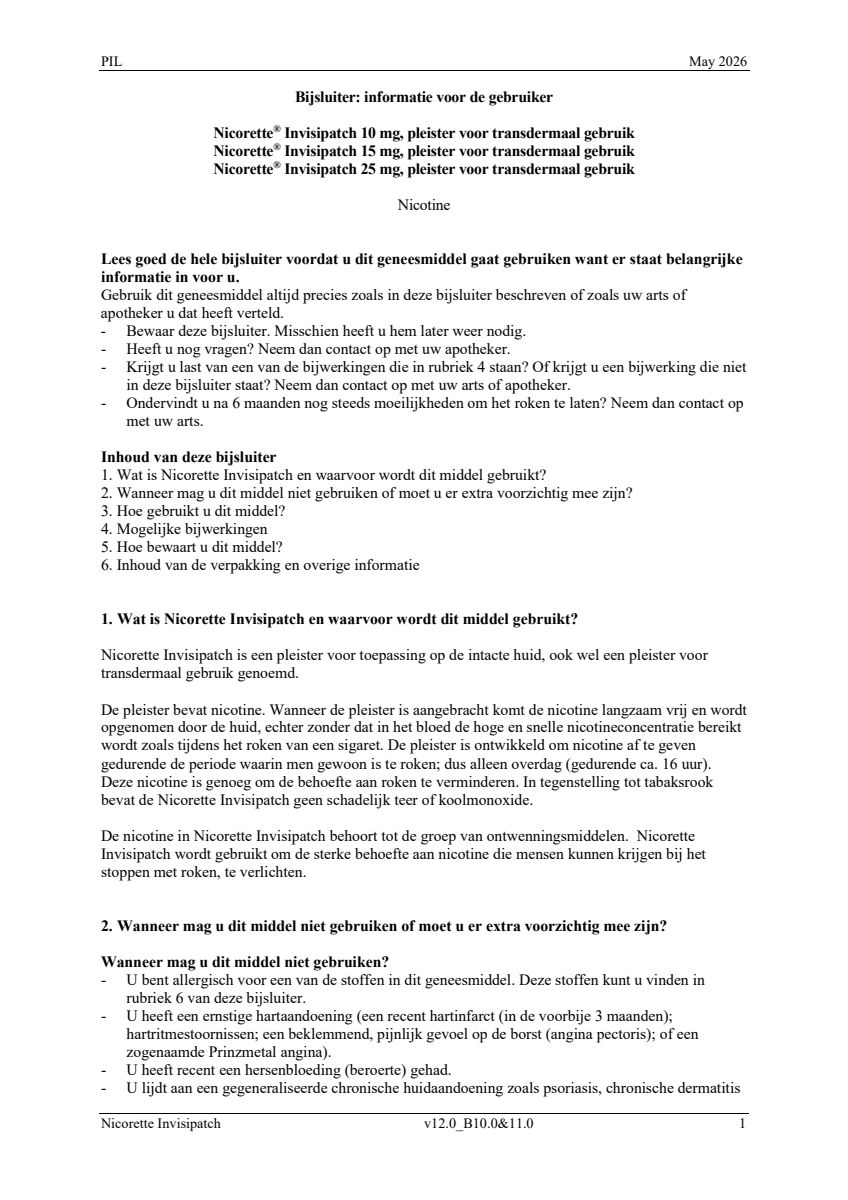 Invisi 25 mg Nicotine Pleister afbeelding van document #1, leaflet
