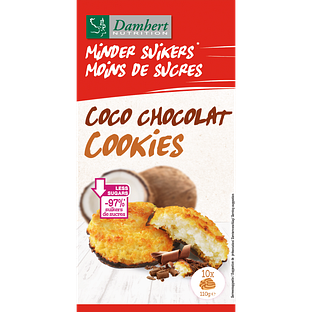 Damhert Minder Suikers Coco Chocolat Cookies 110GR Damhert Minder Suikers Coco Chocolat Cookies 110GR