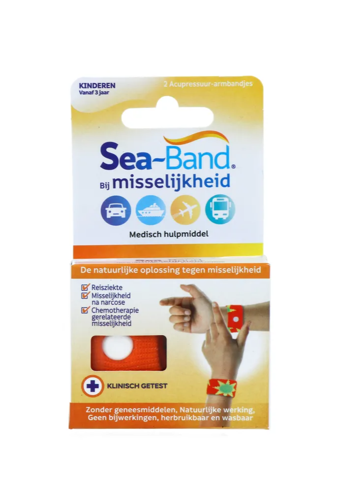 Sea Band Polsbandjes Bij Misselijkheid Kinderen Oranje afbeelding