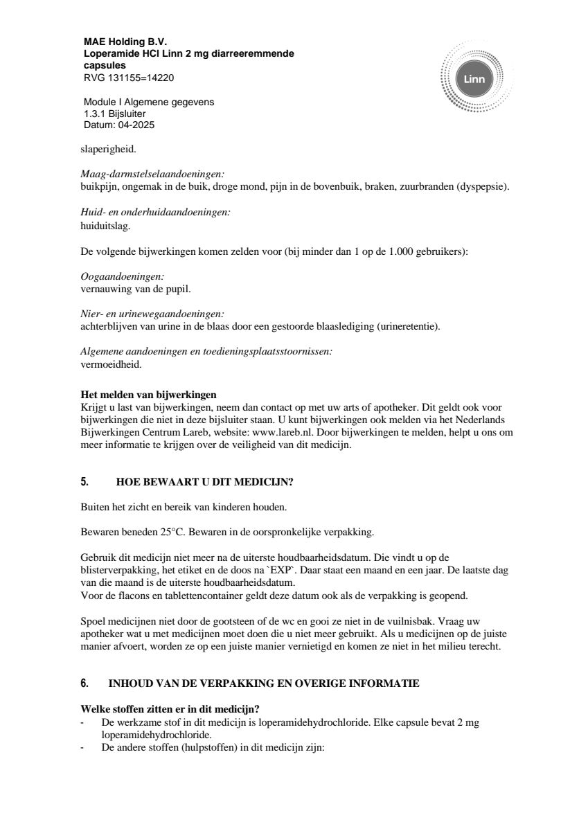 Loperamide Diarreeremmende Capsules afbeelding van document #8, leaflet