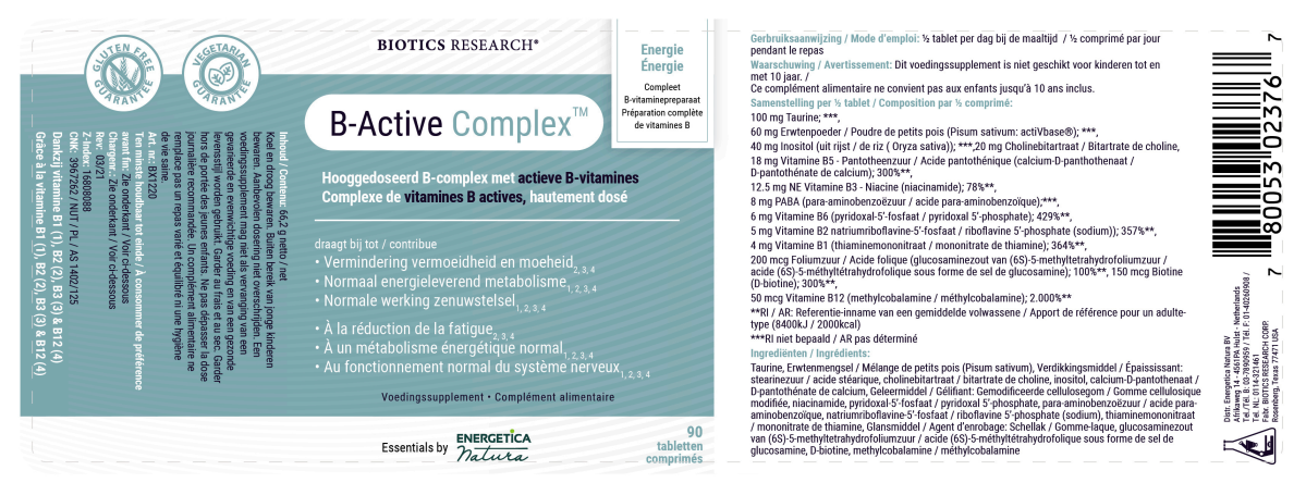 B-Active Complex Tabletten afbeelding van document #1, label
