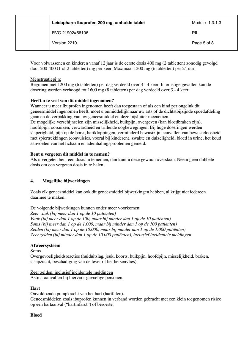 Ibuprofen 200mg Tabletten afbeelding van document #5, leaflet