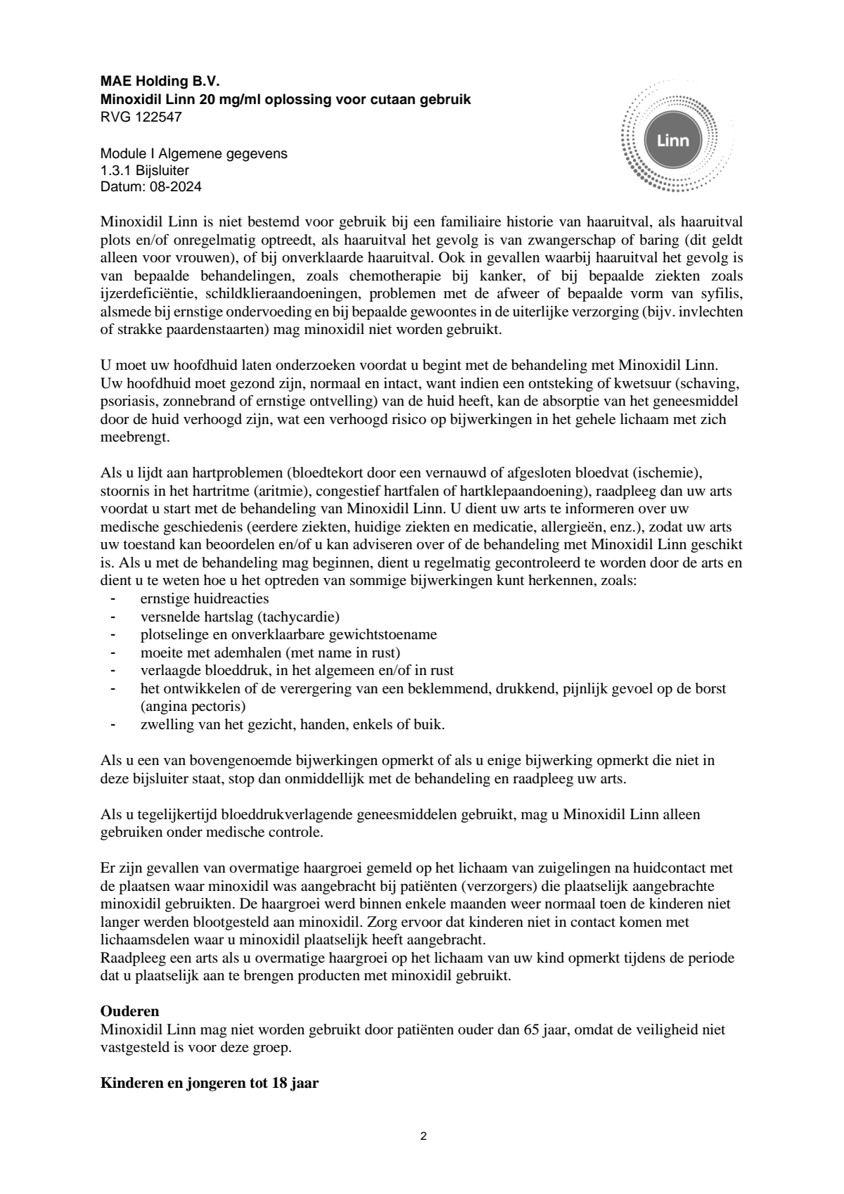 Minoxidil Linn 20 mg/ml oplossing afbeelding van document #2, leaflet