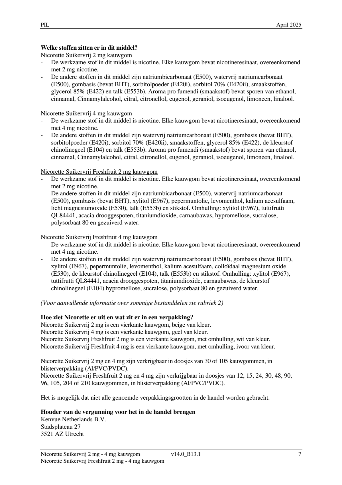 Suikervrij Freshfruit 2mg Kauwgom afbeelding van document #7, leaflet