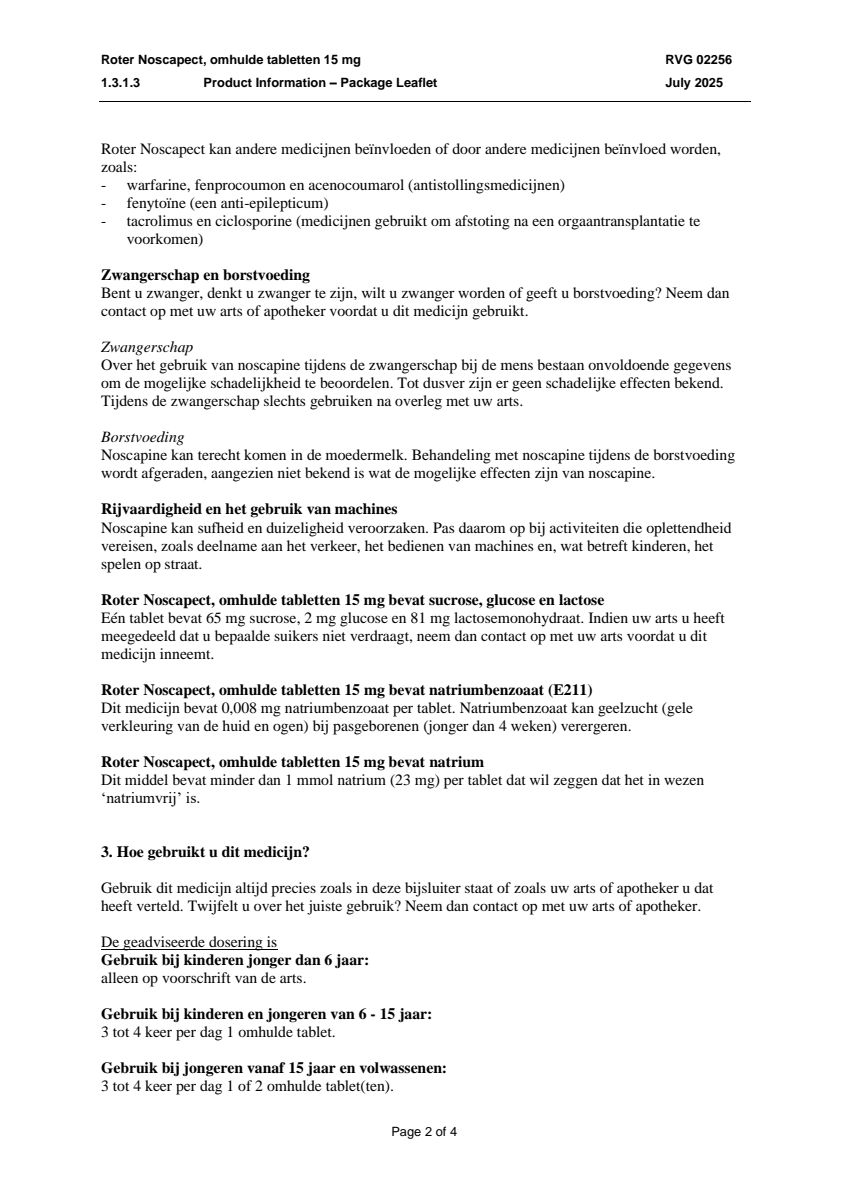 Noscapect Tabletten afbeelding van document #2, leaflet