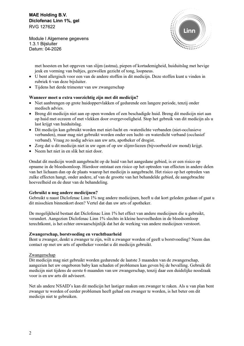 Diclofenac 1% Gel afbeelding van document #2, leaflet
