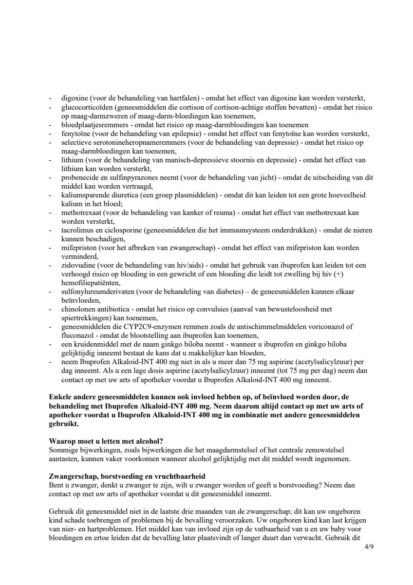 Ibuprofen (als Lysine) Sanias 400mg Tabletten afbeelding van document #4, leaflet